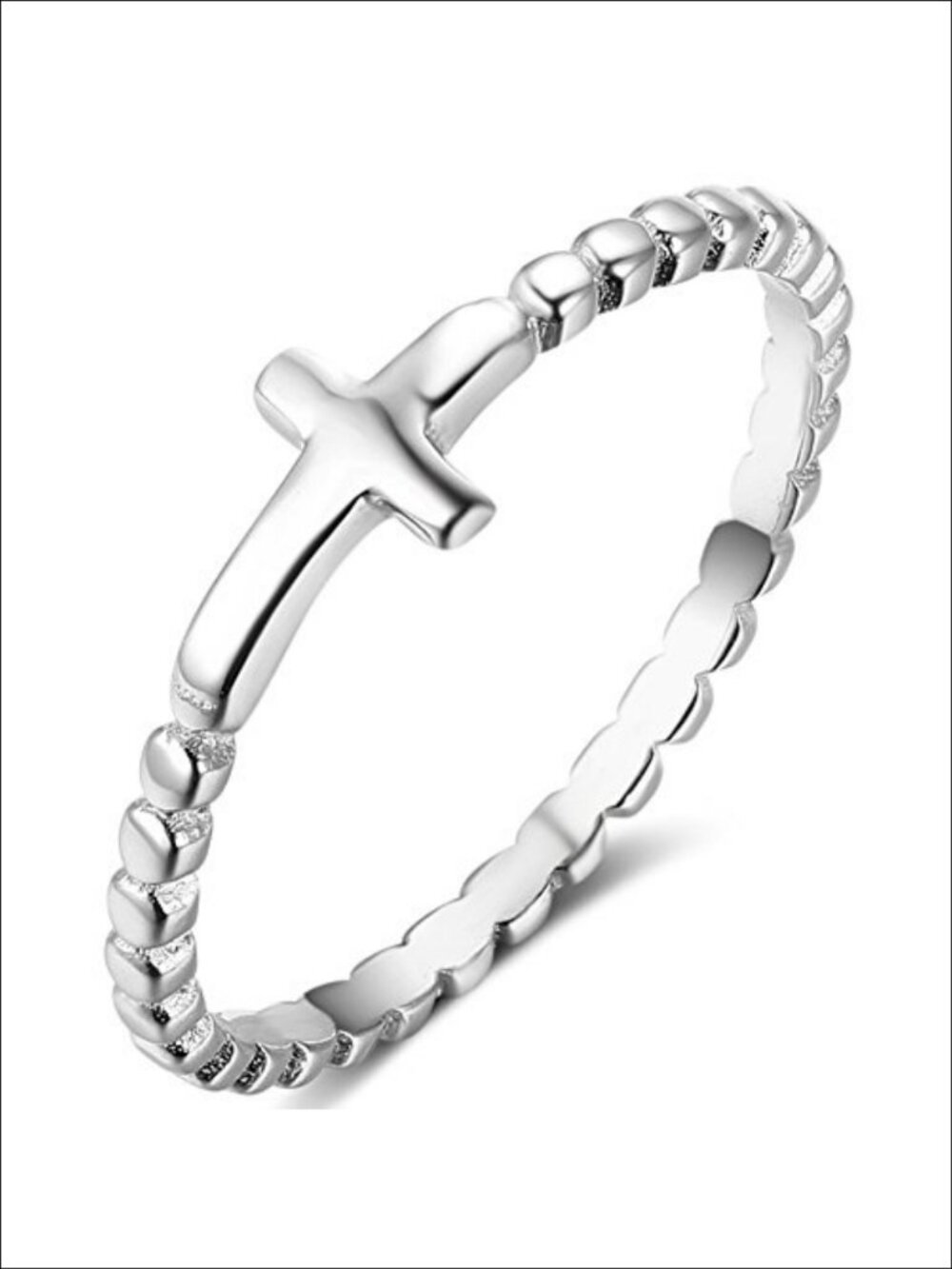 925 Sterling Silver Cross Ring Christian Simple Plain Band